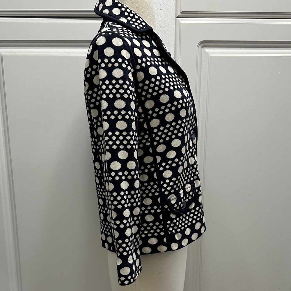 Tory Burch Polka Dot Navy and Cream Blazer - Picture 2 of 12